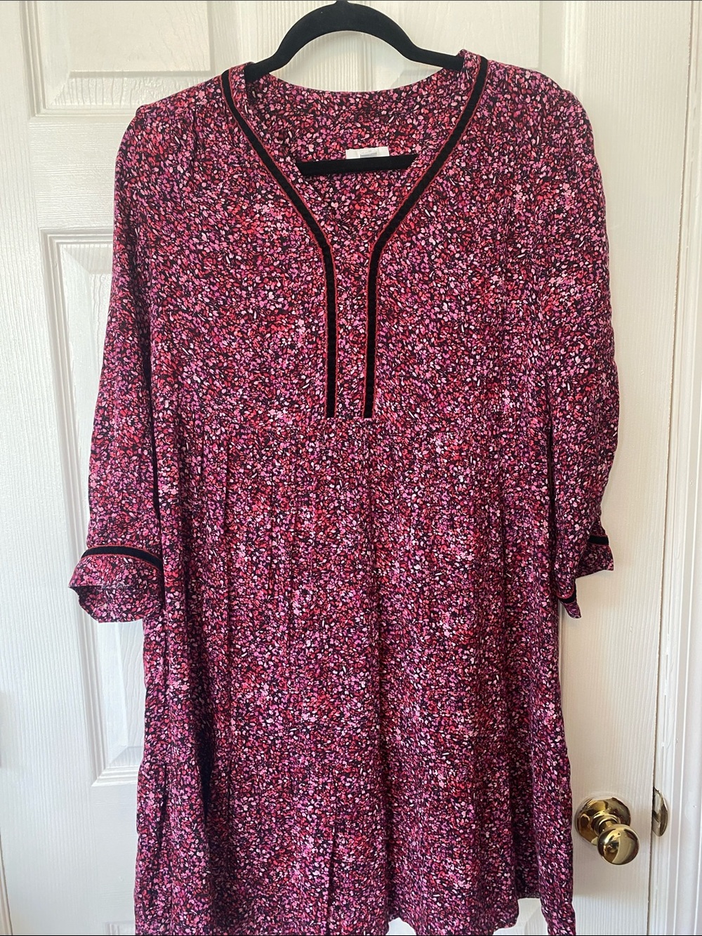 J. Jill Pink Multicolor Floral Long-Sleeve Tunic Dress
